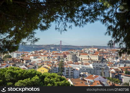 a city view of Baixa in the City of Lisbon in Portugal. Portugal, Lisbon, October, 2021