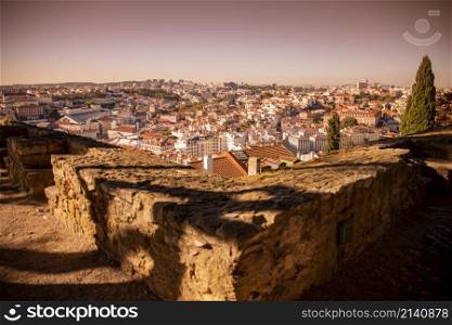 a city view of Baixa in the City of Lisbon in Portugal. Portugal, Lisbon, October, 2021