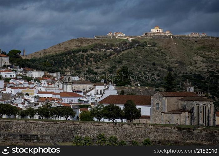 a city view of the old town in the city of Elvas in Alentejo in Portugal. Portugal, Elvas, October, 2021