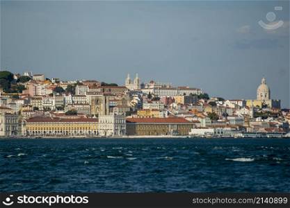 a City view of the Old Twon Lisbon at the Rio Tejo near the City of Lisbon in Portugal. Portugal, Lisbon, October, 2021
