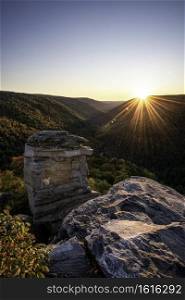A clear sky sunset at Lindy Point in early October overlooking the Blackwater Canyon in Davis, West Virginia.