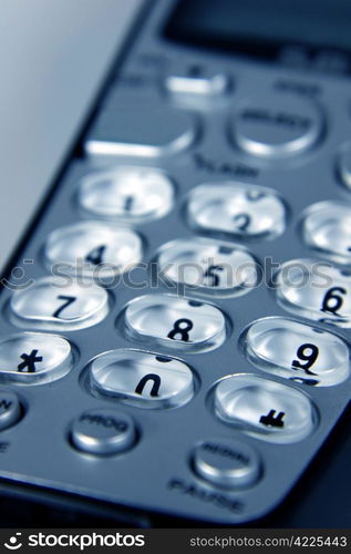 A close-up cordless telephone pad.. Telephone Number Pad