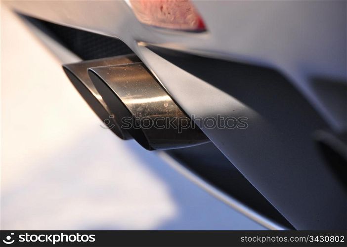 a close up from a sports car exhaust