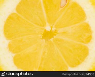 A close up macro shot of a slice of lemon