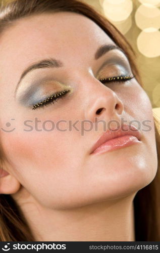 A close up of a beautiful model&acute;s make up