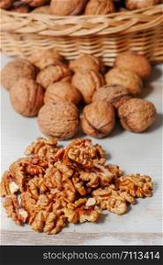 a close up of a group of walnuts