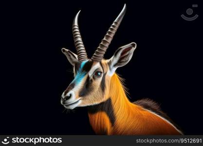 A close up portrait of mesmerizing gazelle photography created with generative AI technology