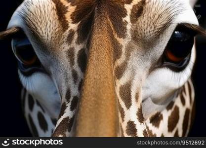 A close up portrait of mesmerizing giraffe photography created with generative AI technology
