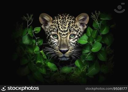 A close up portrait of mesmerizing leopard photography created with generative AI technology