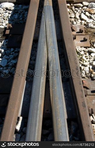 A close-up view of railway lines