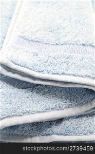 A closeup image of blue towel
