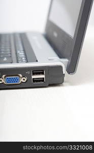 A closeup of a laptop computer