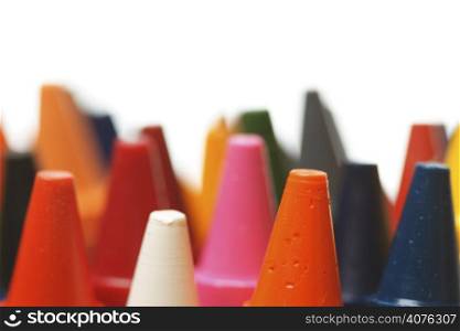 A closeup shot of different color of crayons