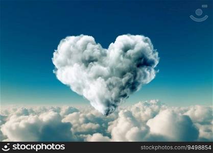 A cloud in heart shape created with generative AI technology