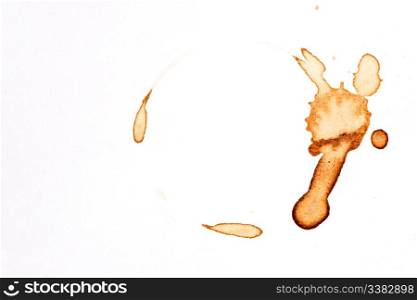 A coffee stain on a desk or paper isolated on white