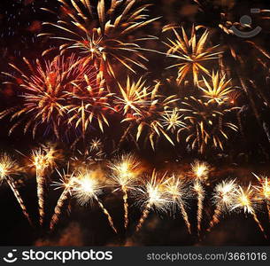 A collage of exploding fireworks