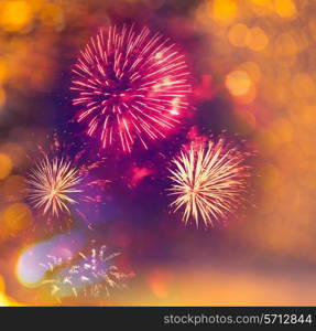 A collage of exploding fireworks