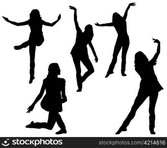 A collage of silhouettes of dancing girls