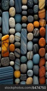 A collection of different colored stones including one that is made of stone