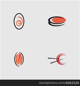 a collection of sushi logos, one of the Japanese specialties on a gray background