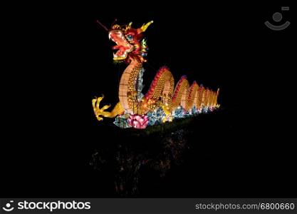 A colorful chinese drangon lit for the new year