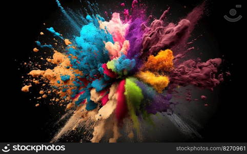 A Colorful Explosion on a Black Background. Generative ai