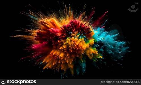 A Colorful Explosion on a Black Background. Generative ai