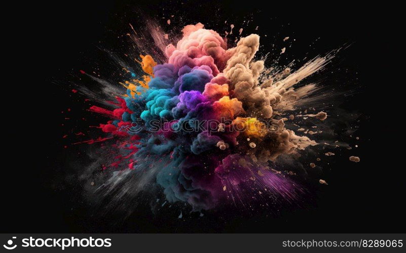 A Colorful Explosion on a Black Background. Generative ai