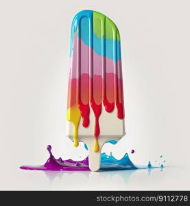 A colorful popsicle on white background with vivid contrast that enhances its beauty and deliciousness by Generative AI