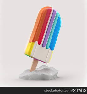 A colorful popsicle on white background with vivid contrast that enhances its beauty and deliciousness by Generative AI