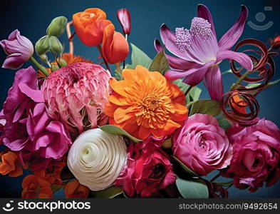 A colourful floral still life with different flower