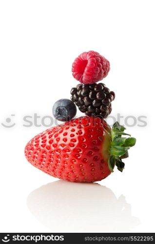 A Colourfull pyramid made of berries.