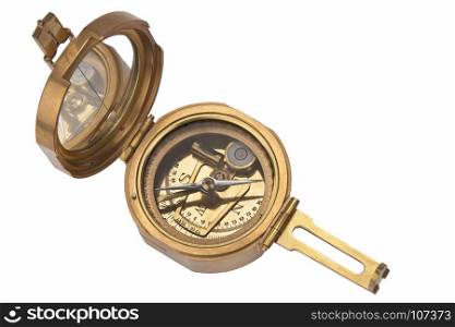 A compass is a navigational instrument for determining direction relative to the Earth's magnetic poles. It consists of a magnetized pointer (usually marked on the North end) free to align itself with Earth's magnetic field. The compass greatly improved the safety and efficiency of travel, especially ocean travel.