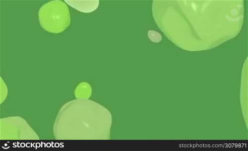 A computer generated animation of flowing, floating globular shapes