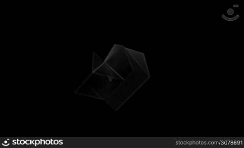 a computer generated black and white background with geometric structures drawing and fading on a black background