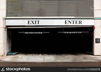 A concrete parkade detail, exit and enter