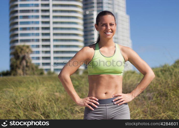 A confident and fit hispanic woman