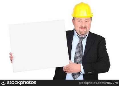 a construction company ceo showing a white panel