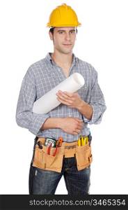 a Construction worker a over white background