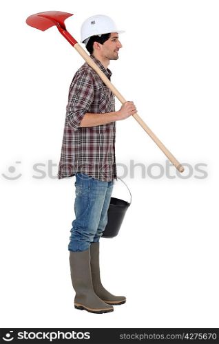 A construction worker with a shovel.