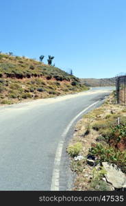 A country road in Crete with trees and of the greenery.