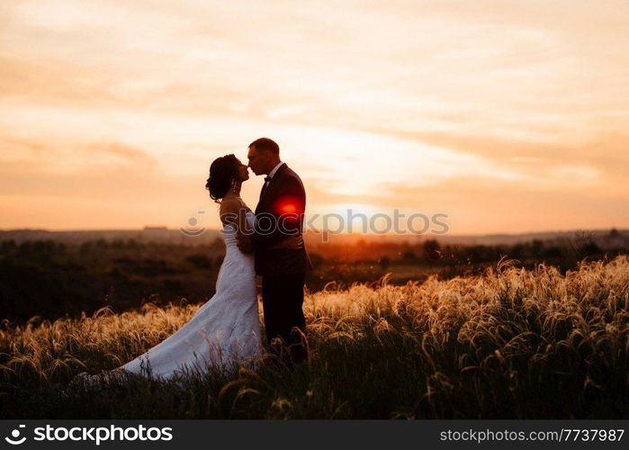 A couple in love a guy and a girl on a walk in the forest belt