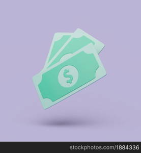 A Couple of cash on purple background. Money-saving, cashless. Simple 3d render illustration with soft shadows. A Couple of cash on purple background. Money-saving, cashless. Simple 3d render illustration.