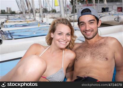 a couple on boat tour