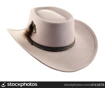 a cowboy hat with feather