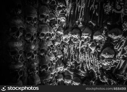 A Creepy Wall of Human Skulls in Portugal's Chapel of Bones in Evora