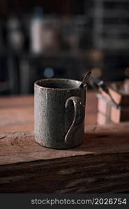 A cup of aromatic black coffee,Selective focus . A cup of aromatic black coffee,