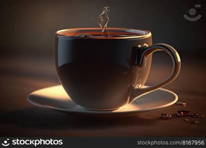 A cup of delicious strong black coffee. Illustration Generative AI 