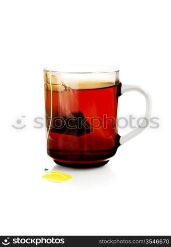 A cup of tea on a white background