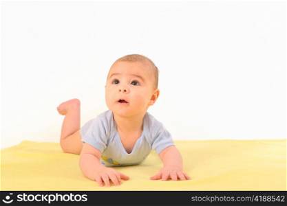A cute baby boy on white background